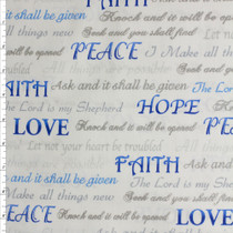 Faith, Hope, And Love Cotton Novelty Print #27743 Fabric By The Yard
