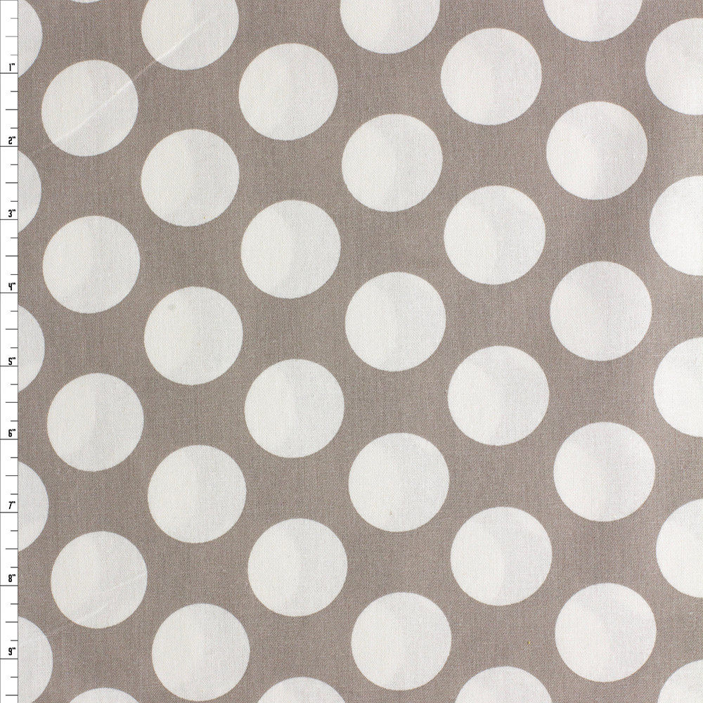 White On Grey Large Polka Dots Cotton Novelty Print #27755, image size:1000x1000