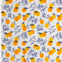 Oranges On White Cotton Novelty Print #27758 Fabric By The Yard