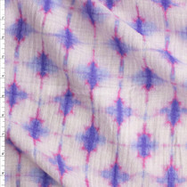 Hot Pink, Periwinkle, And Offwhite Diamond Dye Cotton Double Gauze Fabric By The Yard