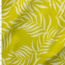 White Fronds On Chartreuse Rayon/Linen #28154 Fabric By The Yard