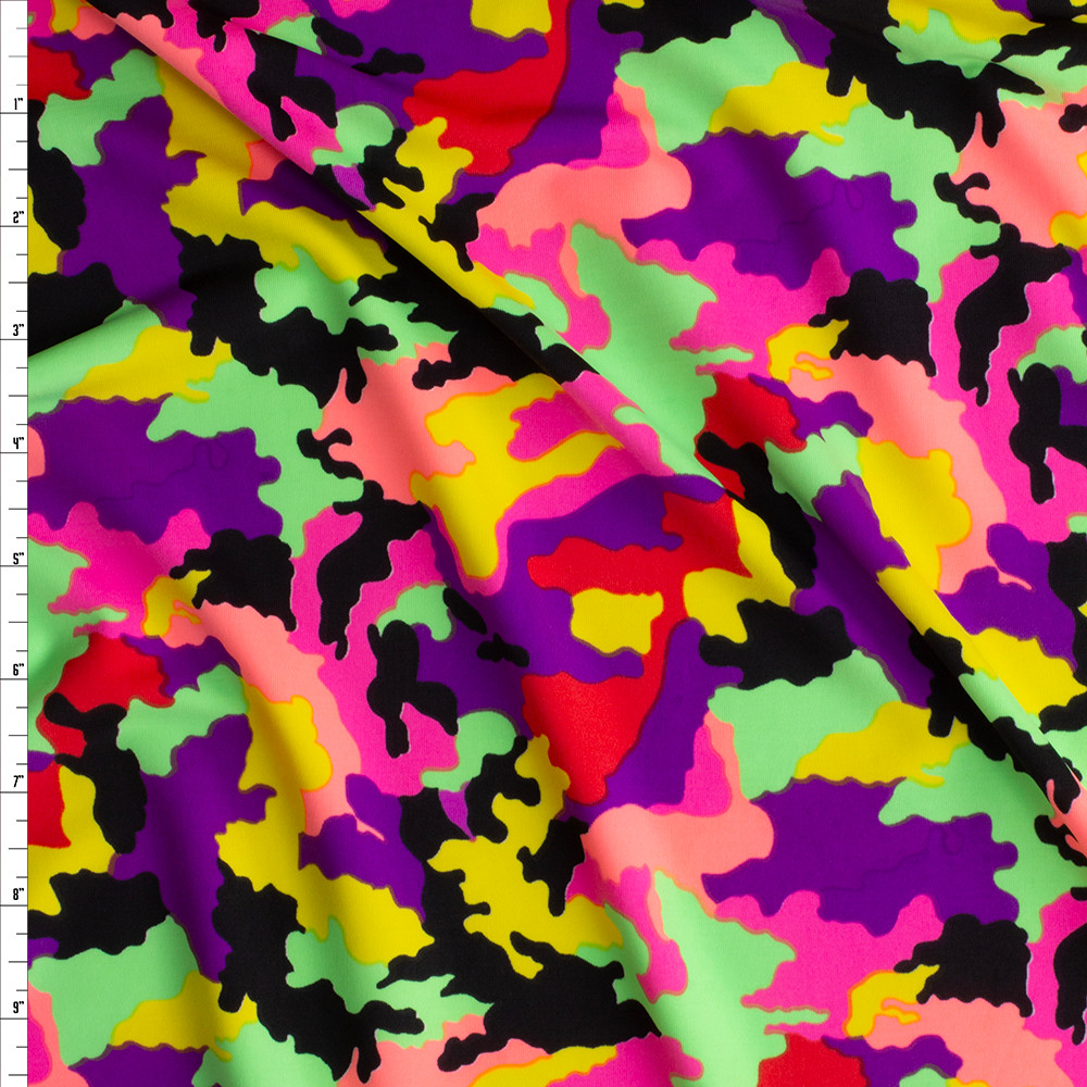 Cali Fabrics Neon Camouflage Designer Nylon/Spandex #28224 Fabric