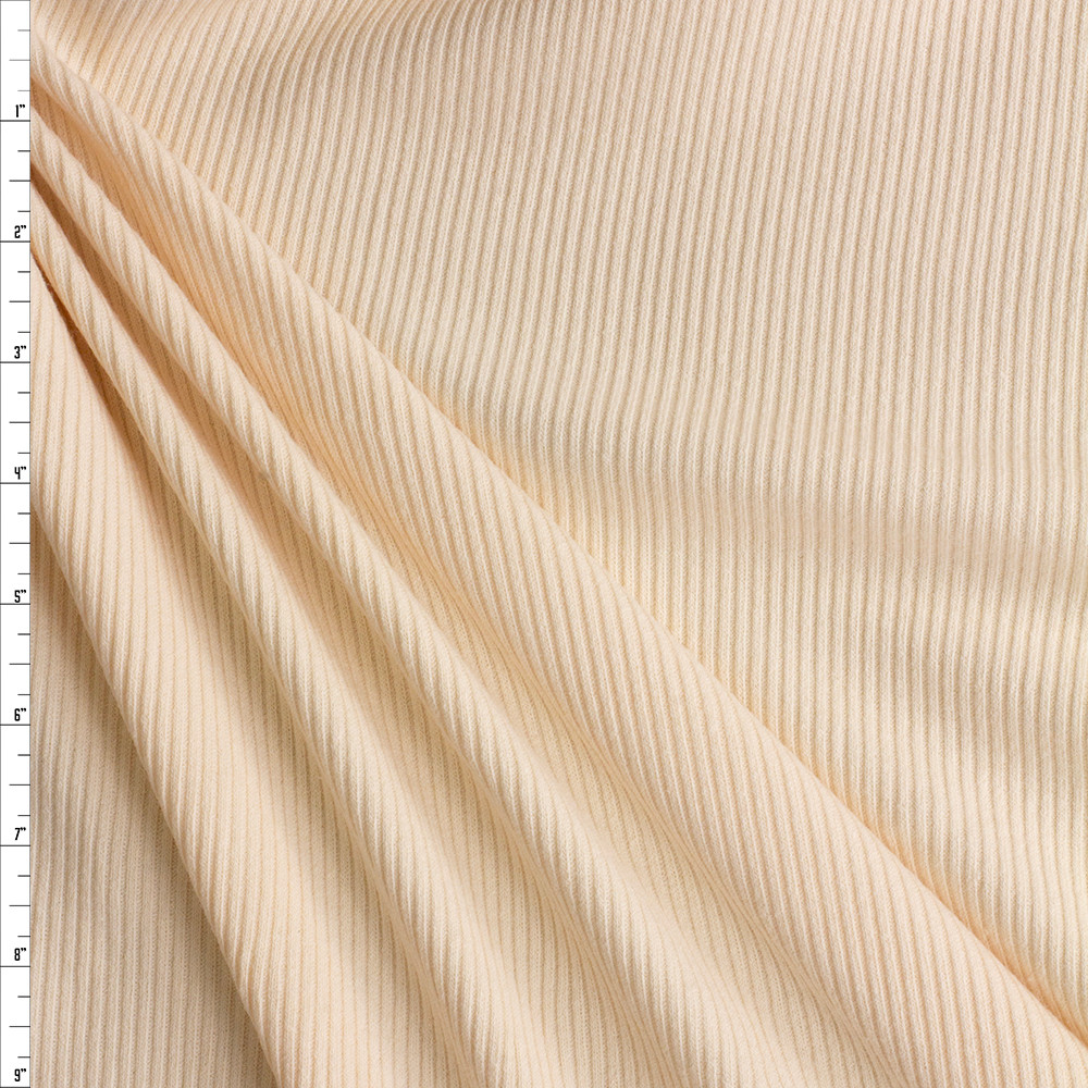 Cali Fabrics Ivory Designer Rayon Rib Knit #28617 Fabric by the Yard