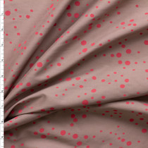 Red Dots On Sandy Brown Nyc Designer Cotton Shirting #28647 Fabric By The Yard