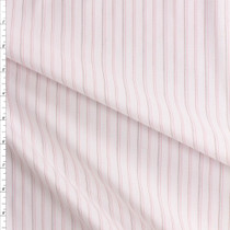 Pink, Brown, And Sage Pinstripes On White Fine Italian Shirting From Albini #28671 Fabric By The Yard