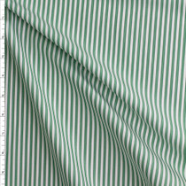 Kelly Green On White Vertical Stripe Fine Italian Shirting #28681 Fabric By The Yard