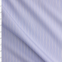 Light Blue On White Vertical Stripe Fine Italian Shirting #28684 Fabric By The Yard