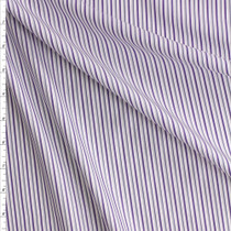 Indigo And Grey Mini Stripe On White Fine Italian Shirting #28685 Fabric By The Yard
