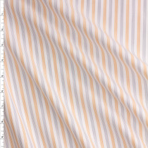 Orange And Grey Stripe On Warm White Fine Italian Shirting #28686 Fabric By The Yard