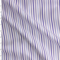 Indigo And Light Blue Vertical Stripe On White Fine Italian Shirting #28687 Fabric By The Yard
