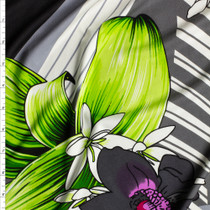 Lime And Fuchsia On Greyscale Swirl Silk Jersey Knit #28693 Fabric By The Yard