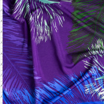 Colorful Fronds On Plum Silk Jersey Knit #28696 Fabric By The Yard