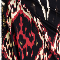 Red, Black, And Tan Tribal Damask Silk Jersey Knit #28699 Fabric By The Yard