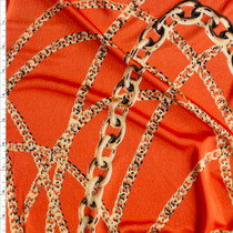 Gold Chains On Orange Silk Jersey Knit #28704 Fabric By The Yard