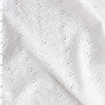 White Floral Embroidered Cotton Eyelet #28709 Fabric By The Yard