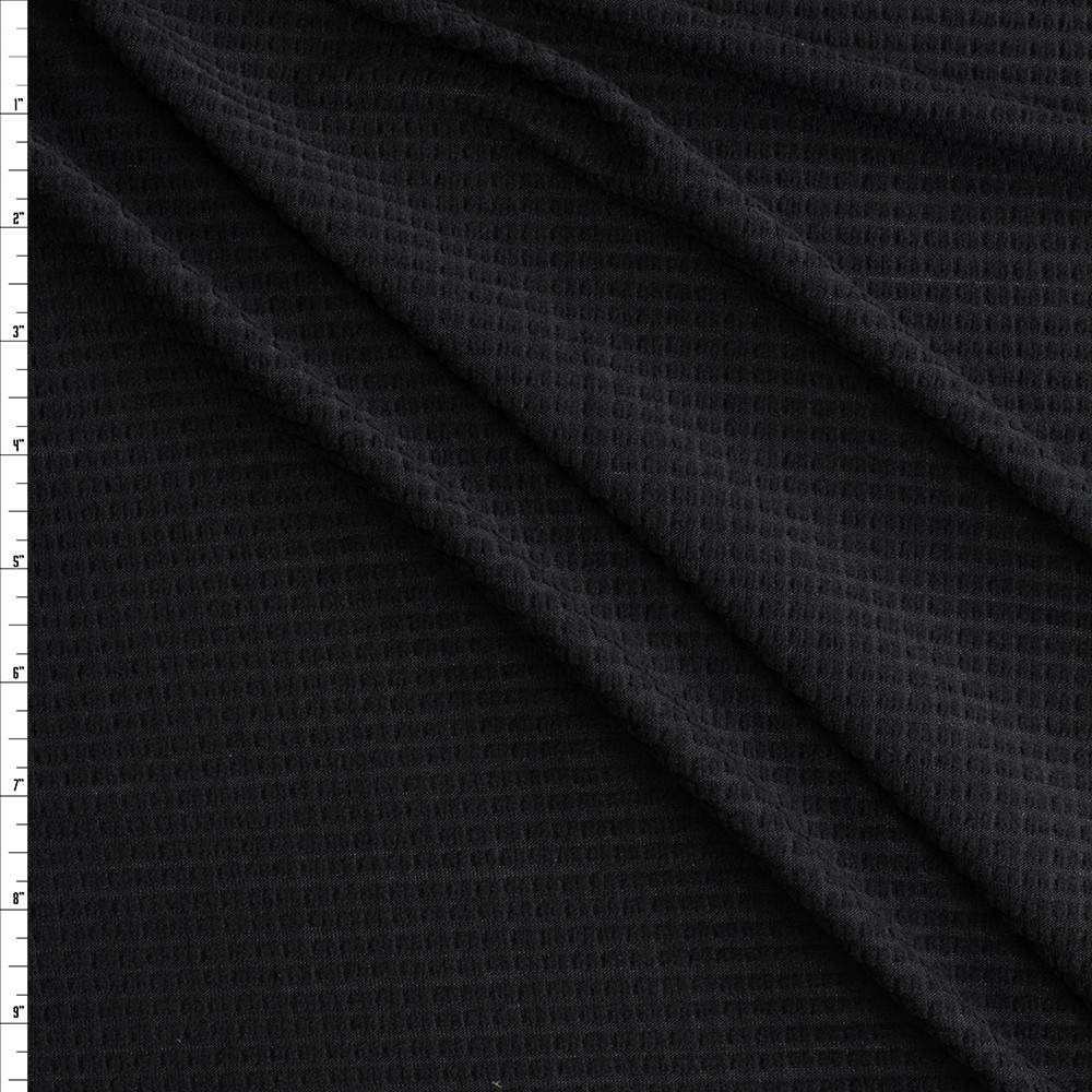 Cali Fabrics Black Polartec Power Grid #28717 Fabric by the Yard