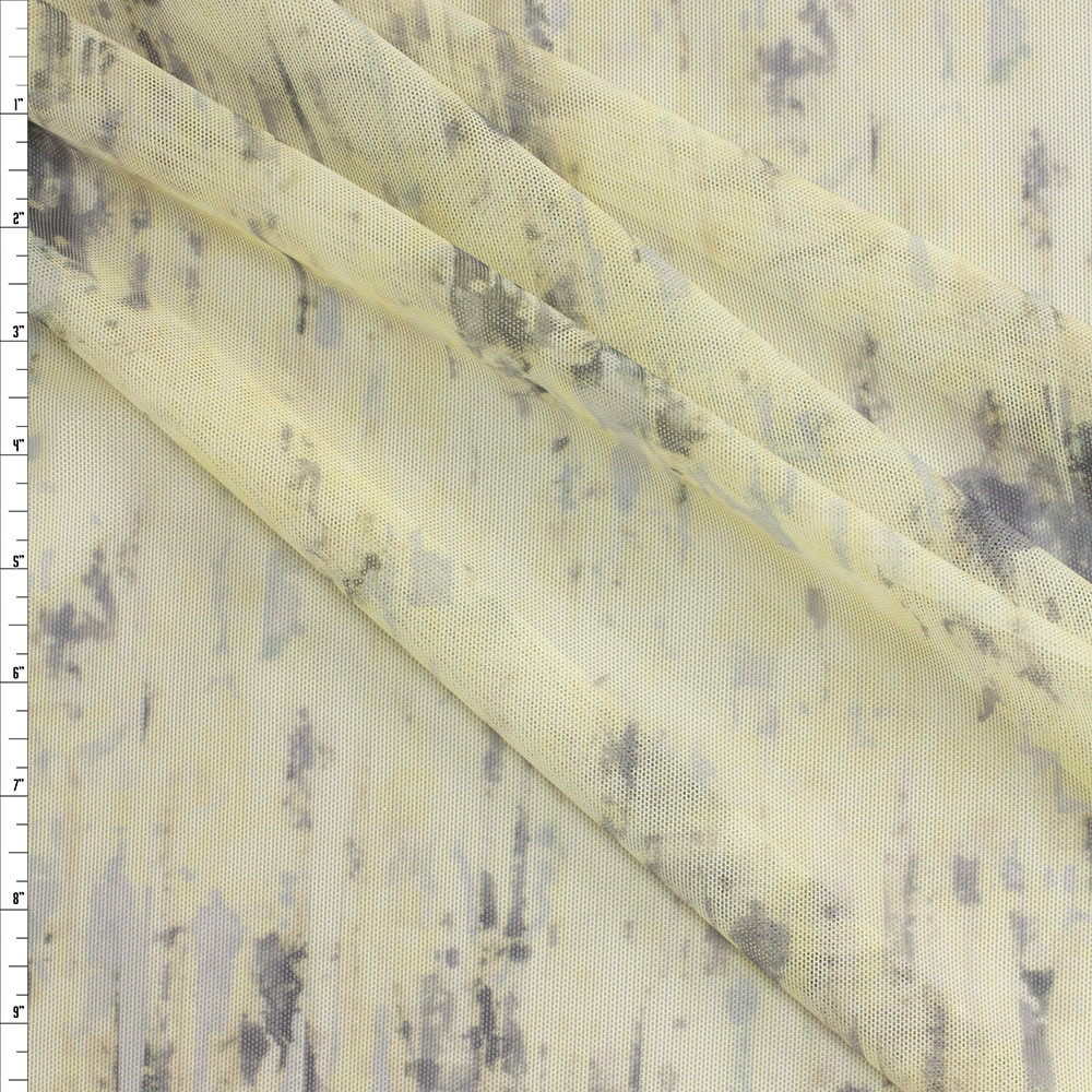 Cali Fabrics Charcoal and Ivory Grunge Power Mesh #30342 Fabric by the Yard