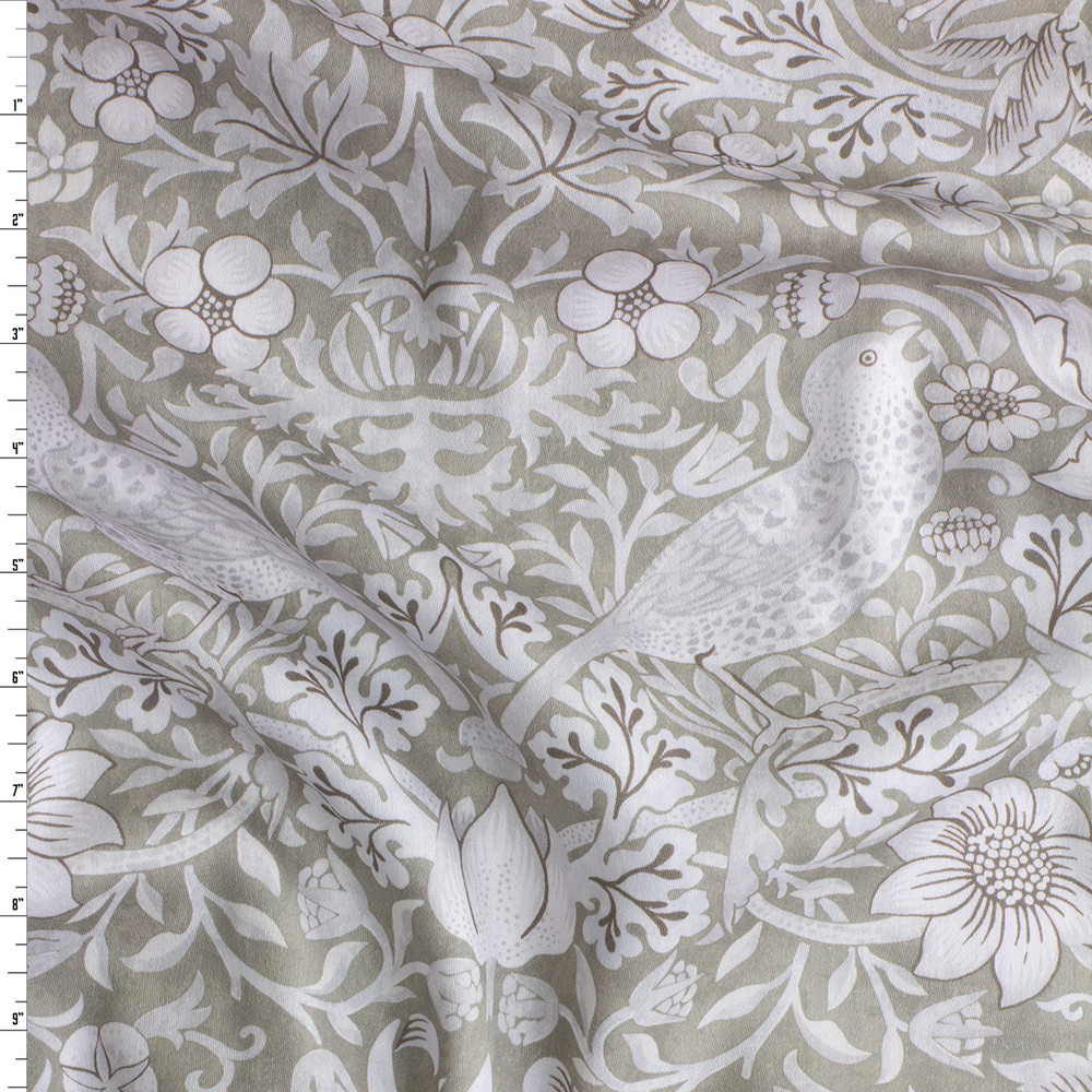 Cali Fabrics The Berry Pickers Taupe Japanese Lightweight Cotton Sateen ...