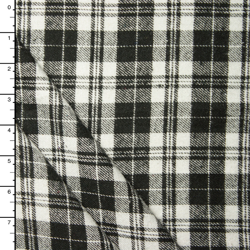 Cali Fabrics | Black and White Tartan Plaid Flannel #15368