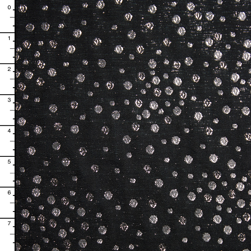 Cali Fabrics | Metallic Silver and Black Dotted Brocade