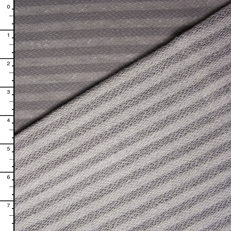Cali Fabrics | Grey on Grey Striped Lightweight French Terry