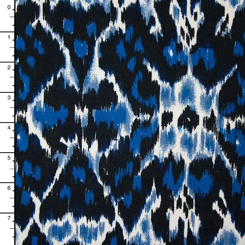 Cali Fabrics Black and Blue Ikat ITY Print
