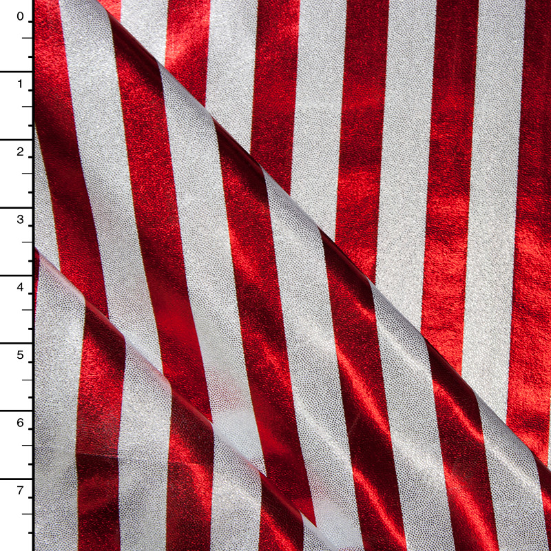 Cali Fabrics Metallic Red and White Stripe Nylon/Lycra