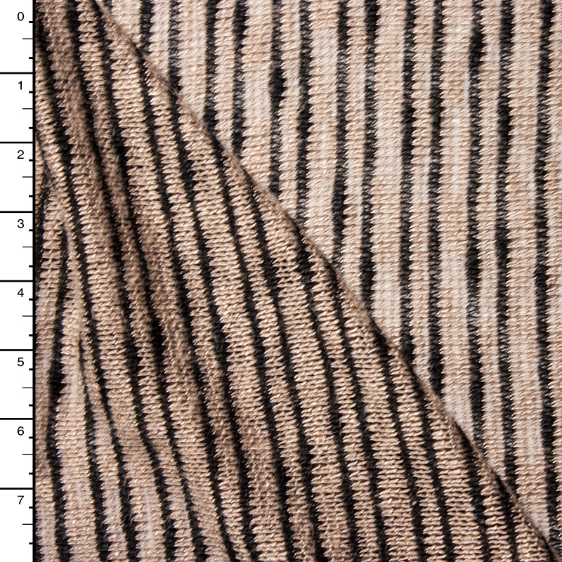 Black and Tan Striped Loose-Weave Sweater Knit