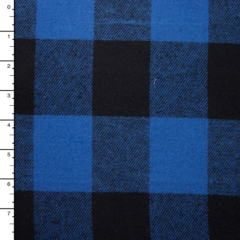 U02: Royal Blue & Black Organic Flannel Plaid, 100% Cotton, 44 wide. $8.99  per half yard.