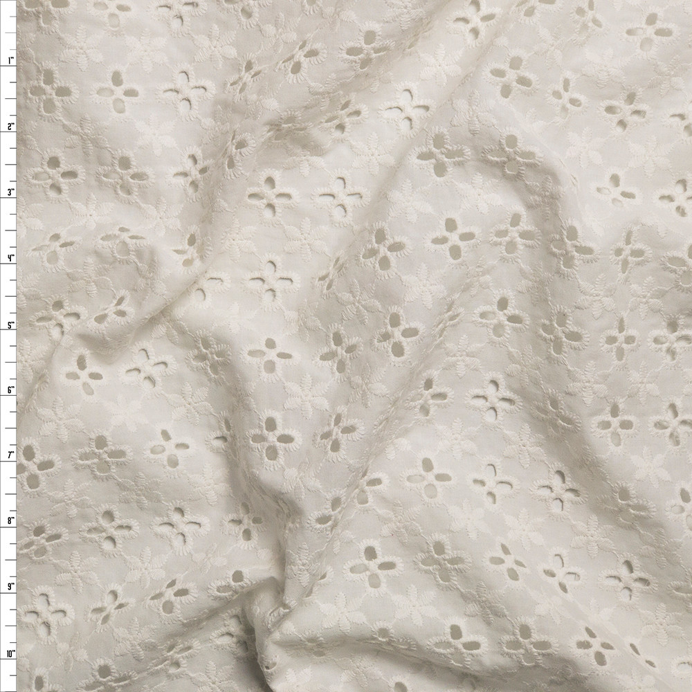 white cotton eyelet fabric