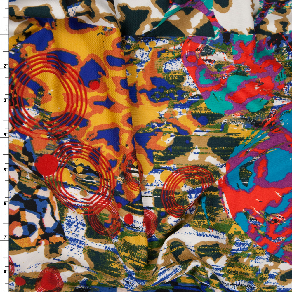 Cali Fabrics Vibrant Pop Art Leopard Poly/Lycra Stretch Knit Fabric by ...