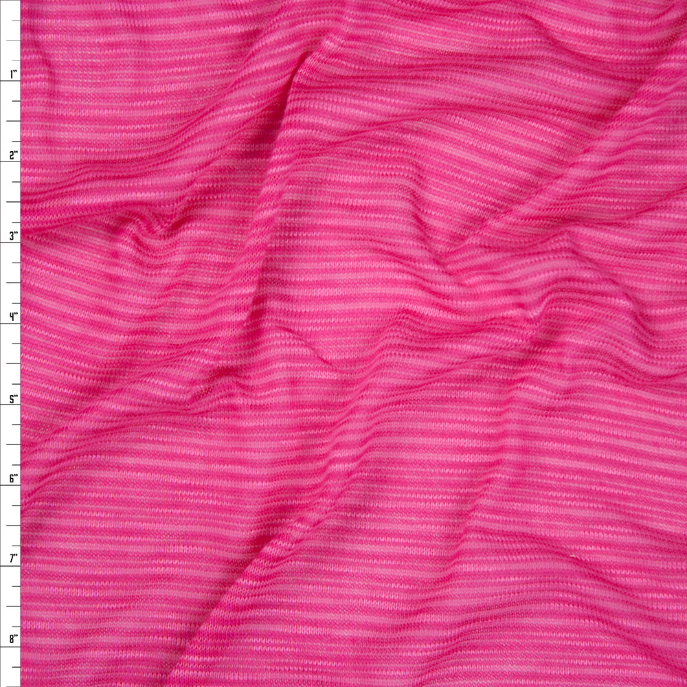 Cali Fabrics Hot Pink Striped Lightweight Sweater Knit Fabric by the Yard