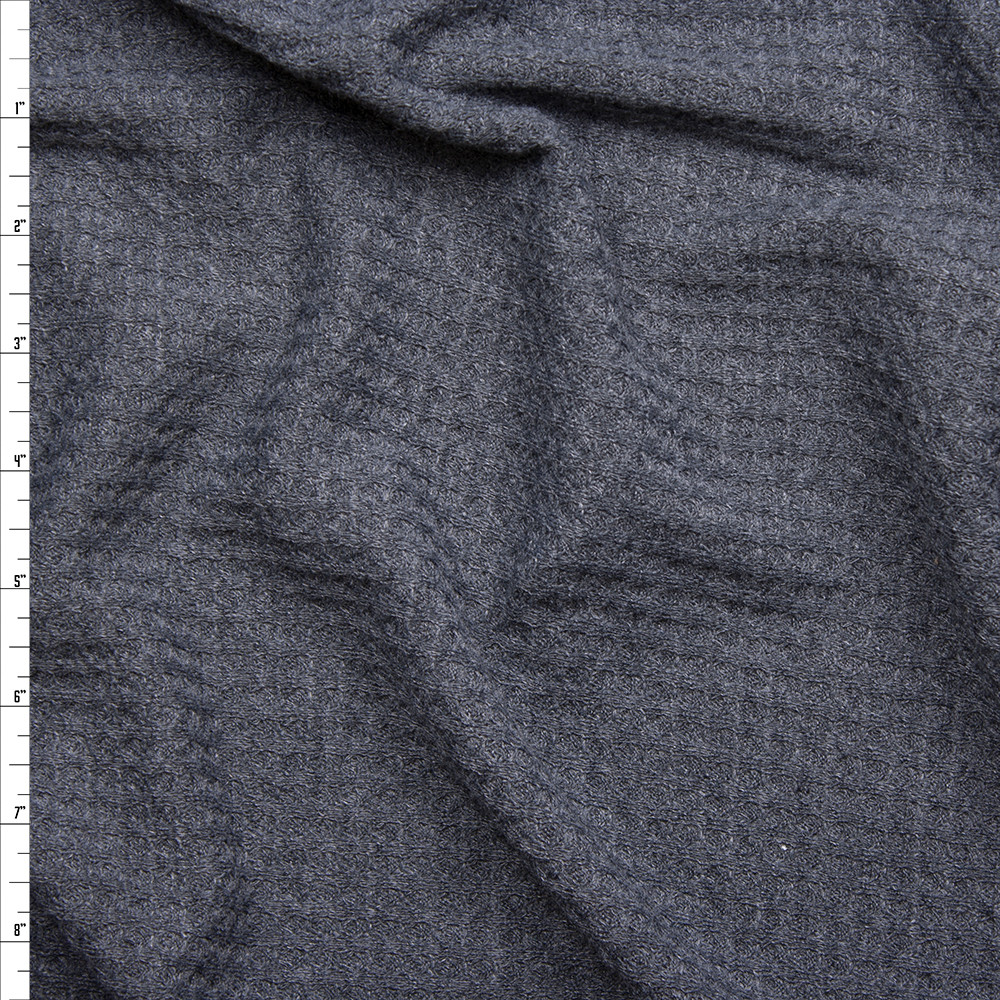 Cali Fabrics Charcoal Soft Waffle Sweater Knit Fabric by the Yard