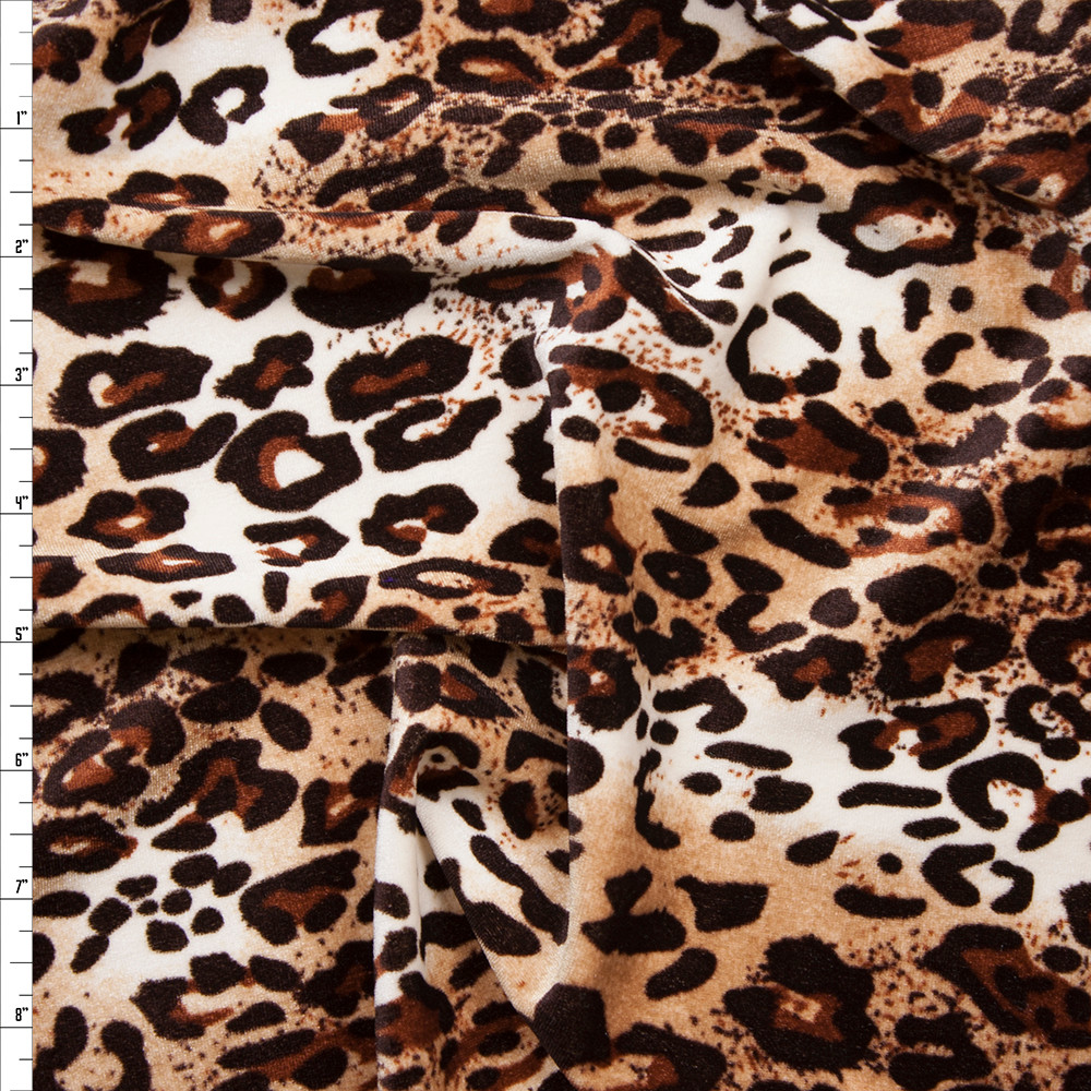 Cali Fabrics Leopard Print 4-way Stretch Velvet Fabric by the Yard