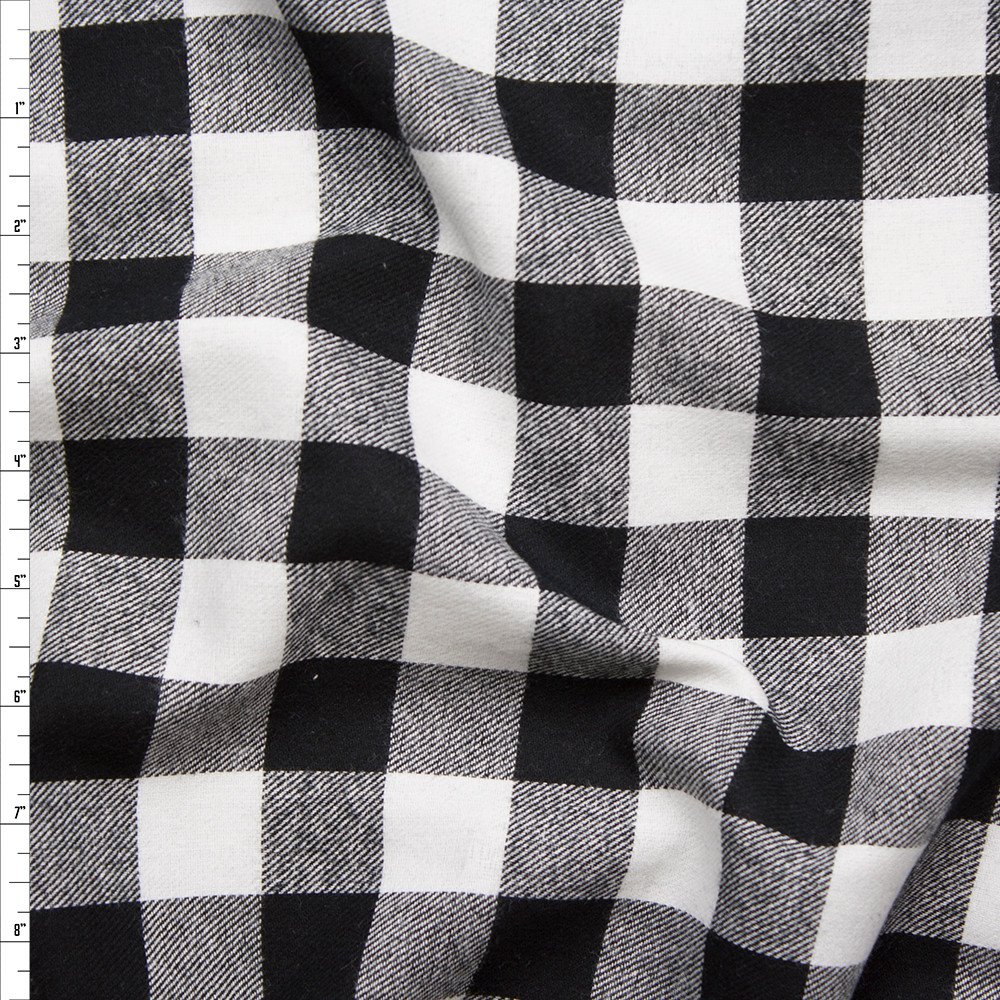 Cali Fabrics Black and White Buffalo Plaid Flannel Fabric by the Yard