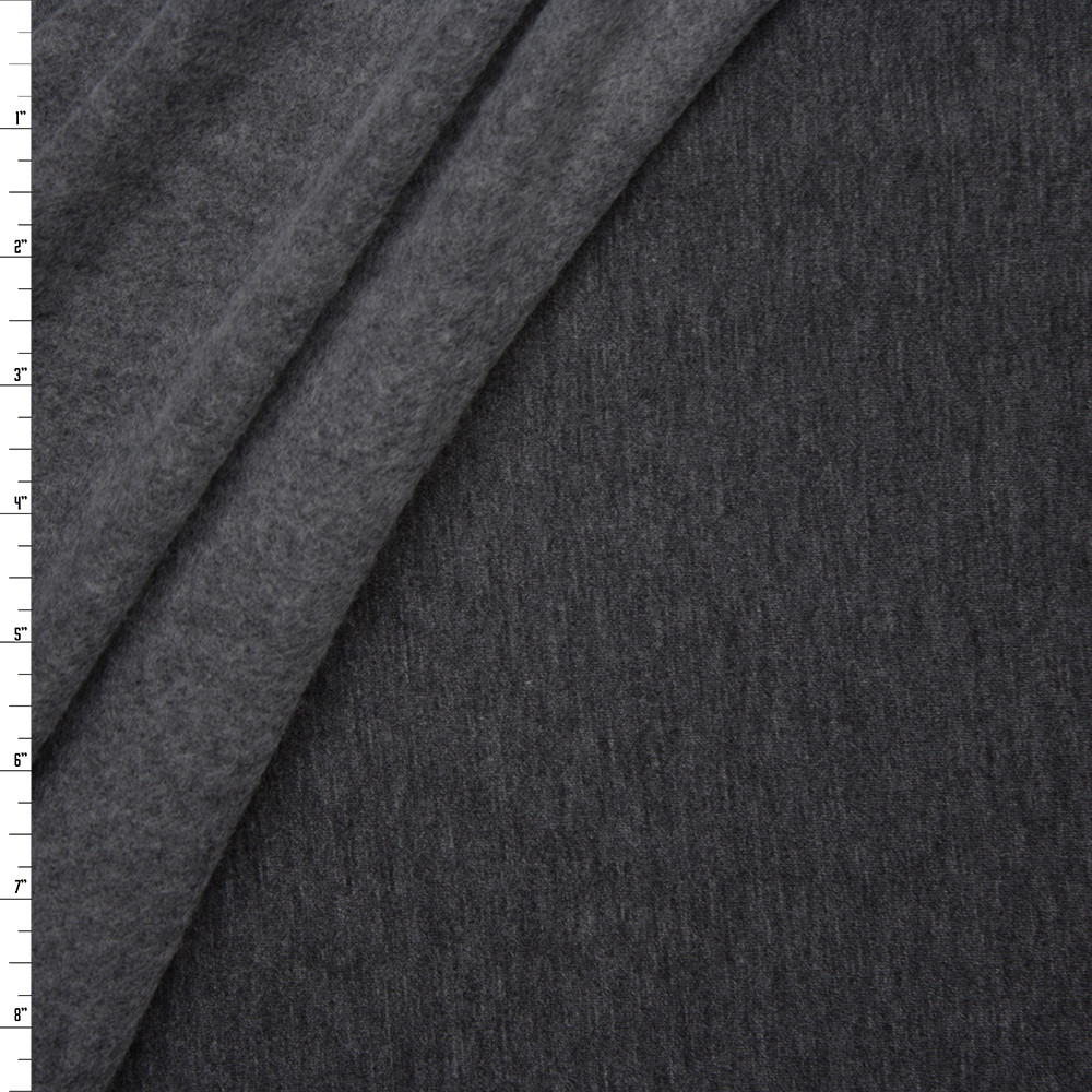 Cali Fabrics Charcoal Lightweight Stretch Sweatshirt Fleece Fabric by