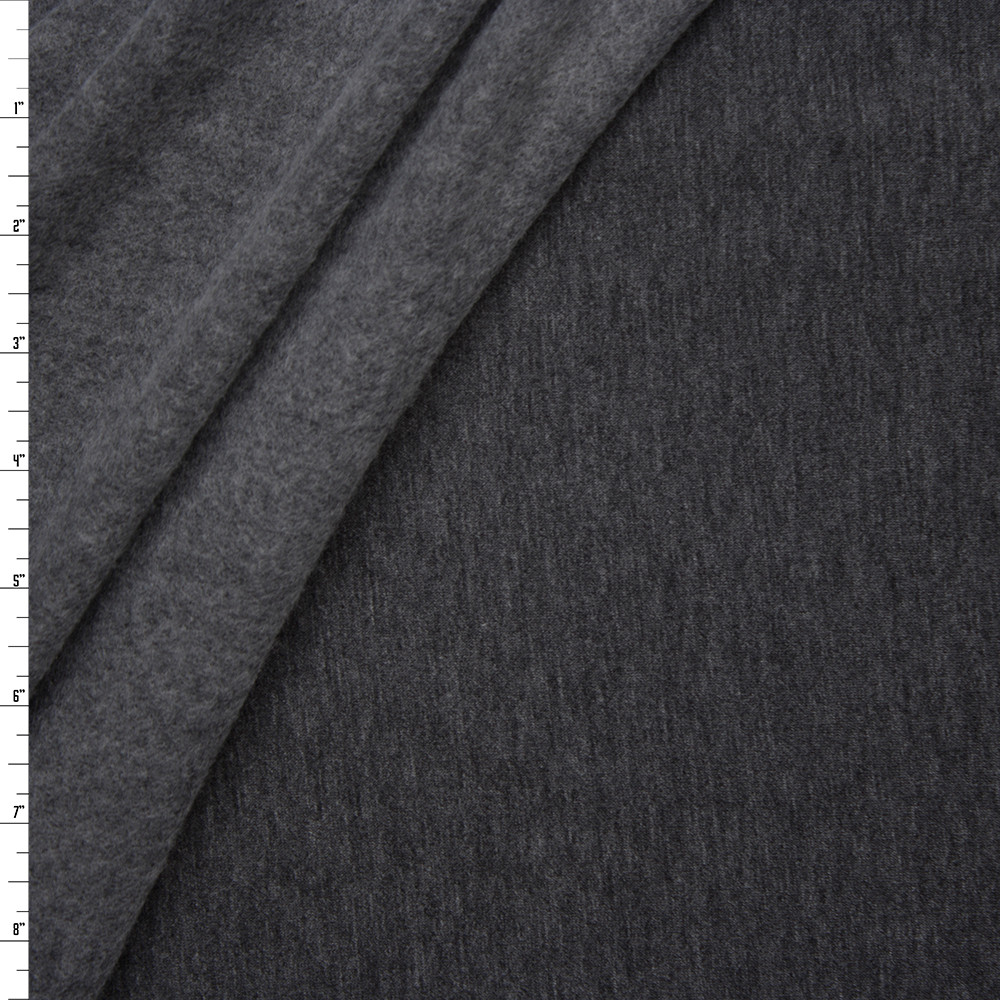 Cali Fabrics Charcoal Lightweight Stretch Sweatshirt Fleece Fabric by