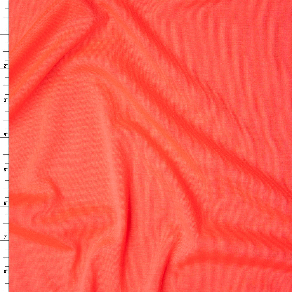 Coral Neon Knit Fabric by the Yard Coral Neon Solid Techno Fabric