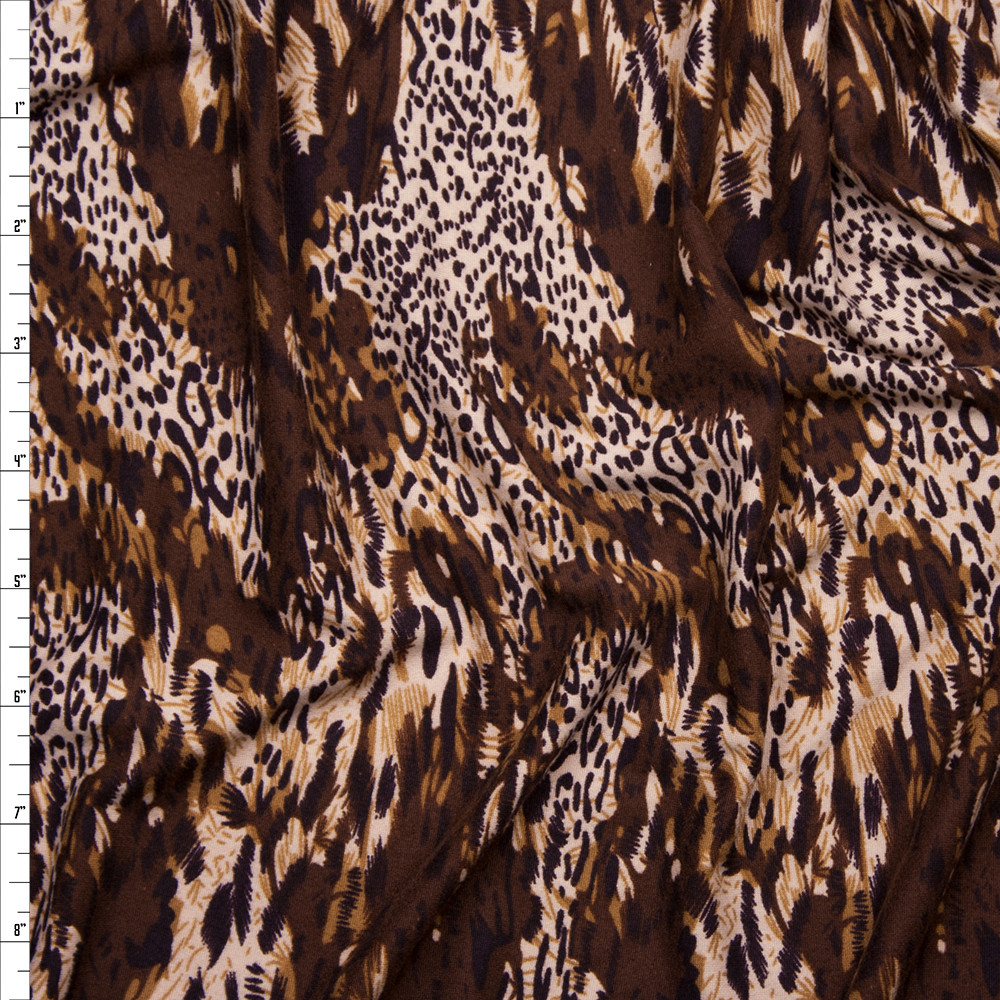 Cali Fabrics Zoo Animals on Clay Double Brushed Poly/Spandex