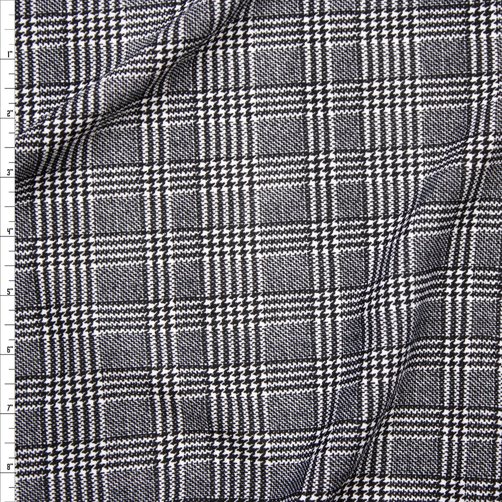 Cali Fabrics Black and White Houndstooth Plaid Liverpool Knit Print