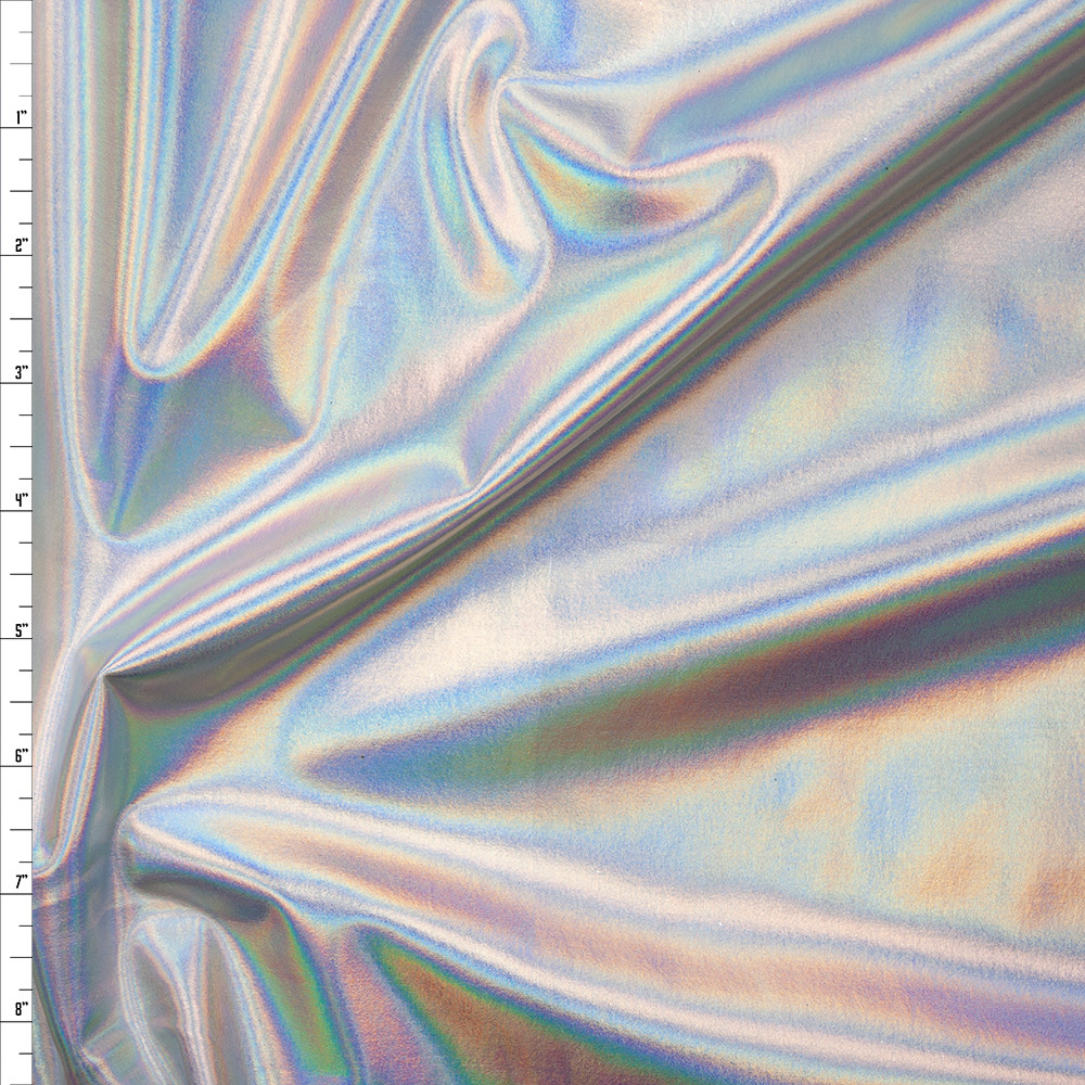 Cali Fabrics Premium Silver Iridescent Lycra Lame Fabric by the Yard