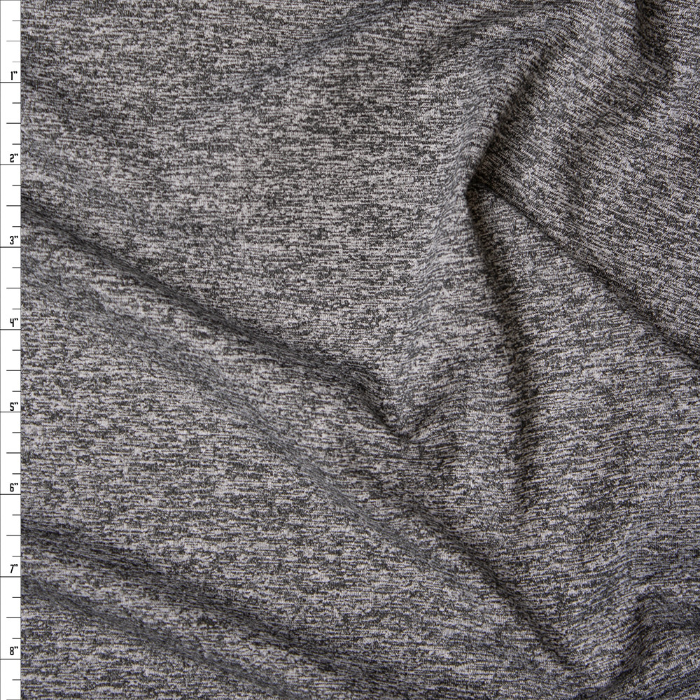 Cali Fabrics Charcoal Heather Athletic Single Brushed Poly/Spandex ...