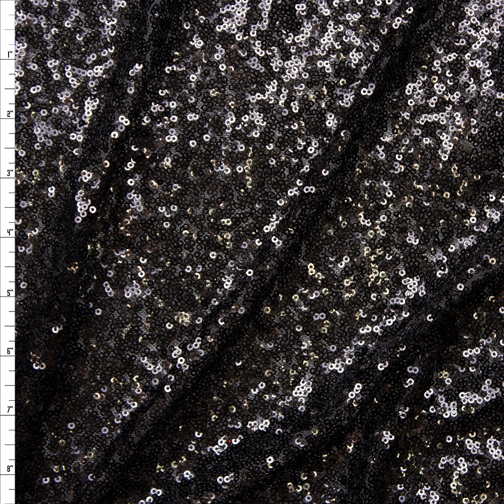 Black Fabric By The Yard - Scattered Sequins on Black Fabric - New Years  Fabric – Pip Supply