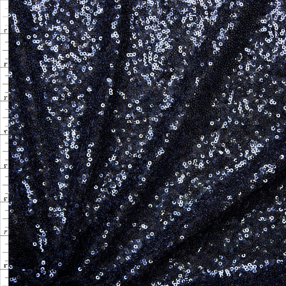 Cali Fabrics Navy Blue Micro Sequin Fabric Fabric by the Yard