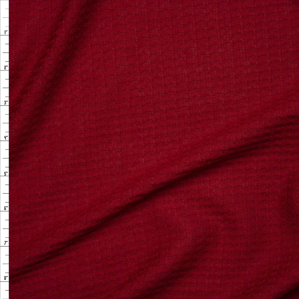 Cali Fabrics Wine Soft Waffle Sweater Knit Fabric by the Yard