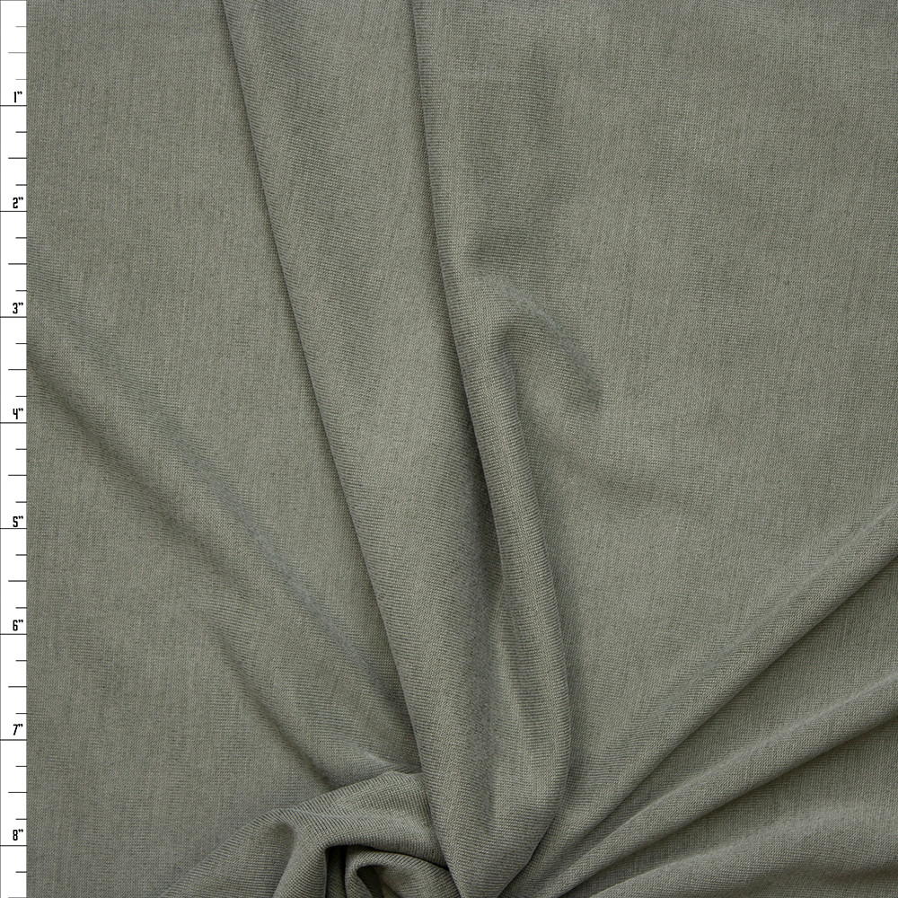 【OLIVE】Washed cotton knit Cali Fabrics Olive Green Brushed Poly/Modal Jersey Knit Fabric by