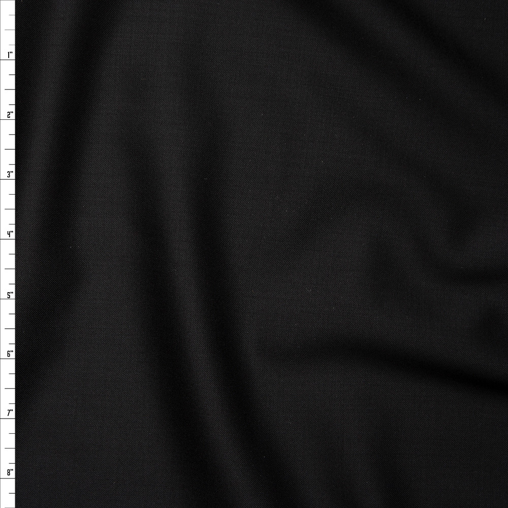 Cali Fabrics Black Italian Tuxedo Wool Fabric by the Yard