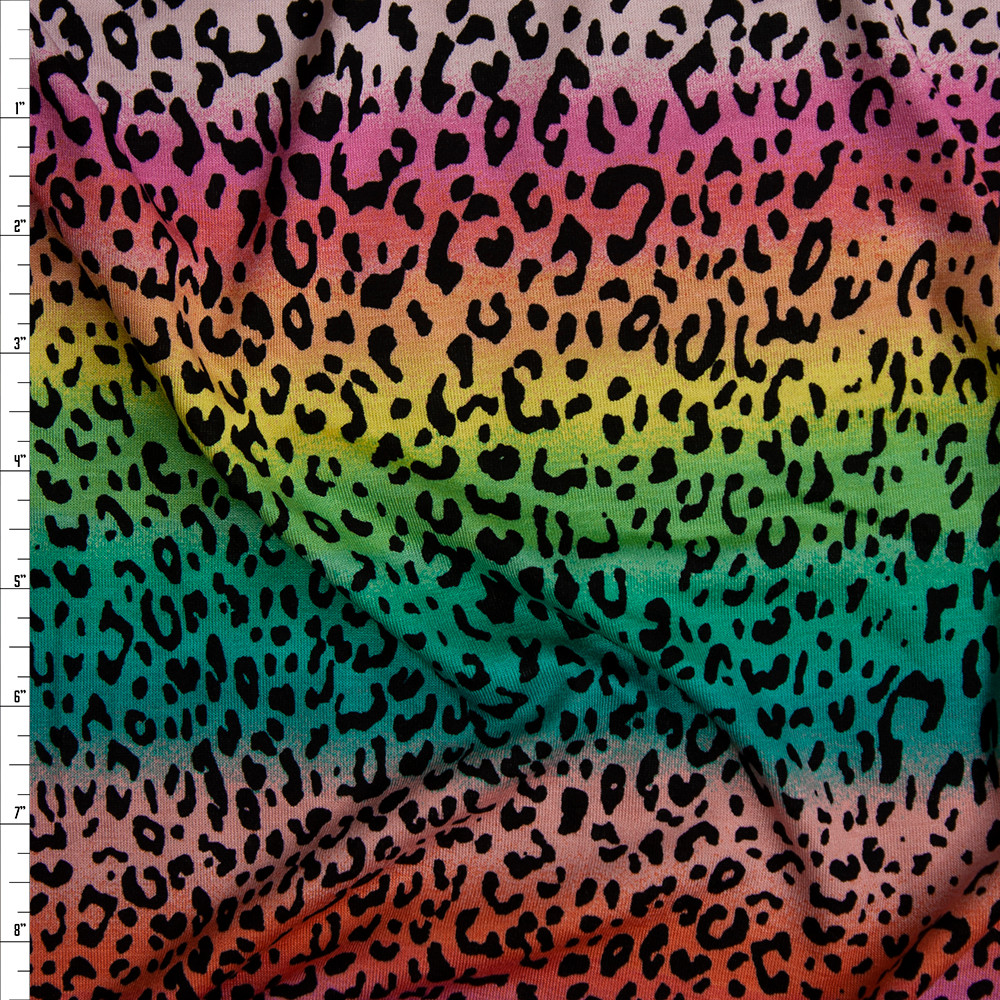 Cheetah Rainbow Print on 4 Way Stretch Polyester Spandex Fabric by