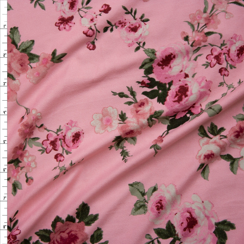 Cali Fabrics Pink, White, and Sage Floral on Princess Pink Double ...