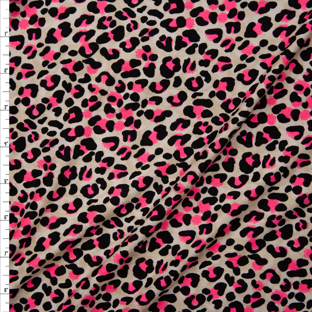 Cali Fabrics Black, Neon Pink, and Offwhite Modern Cheetah Print Double ...